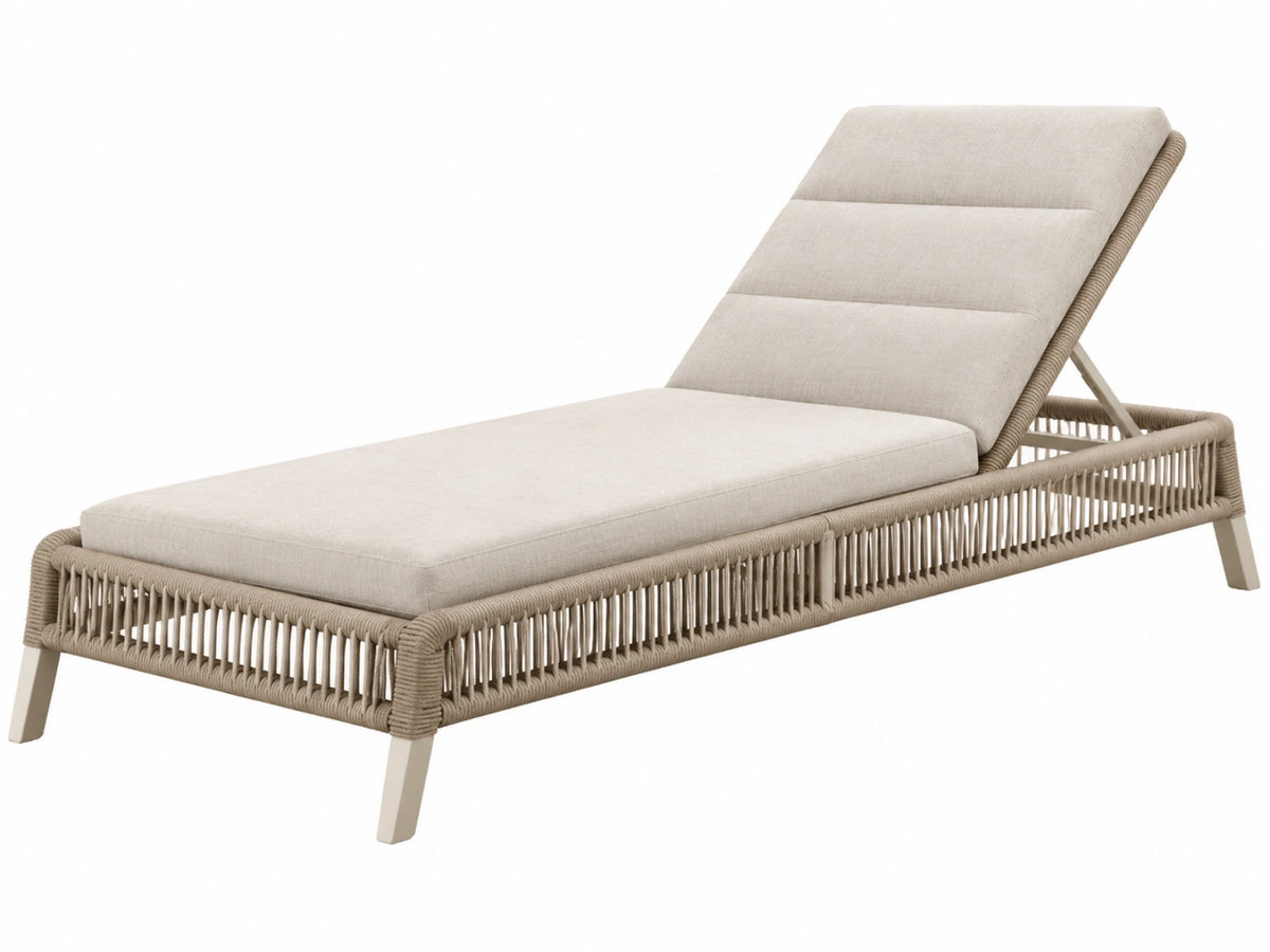 Ligbed 200 x 75 cm beige gevlochten kunststof voor buiten met verstelbare rugleuning