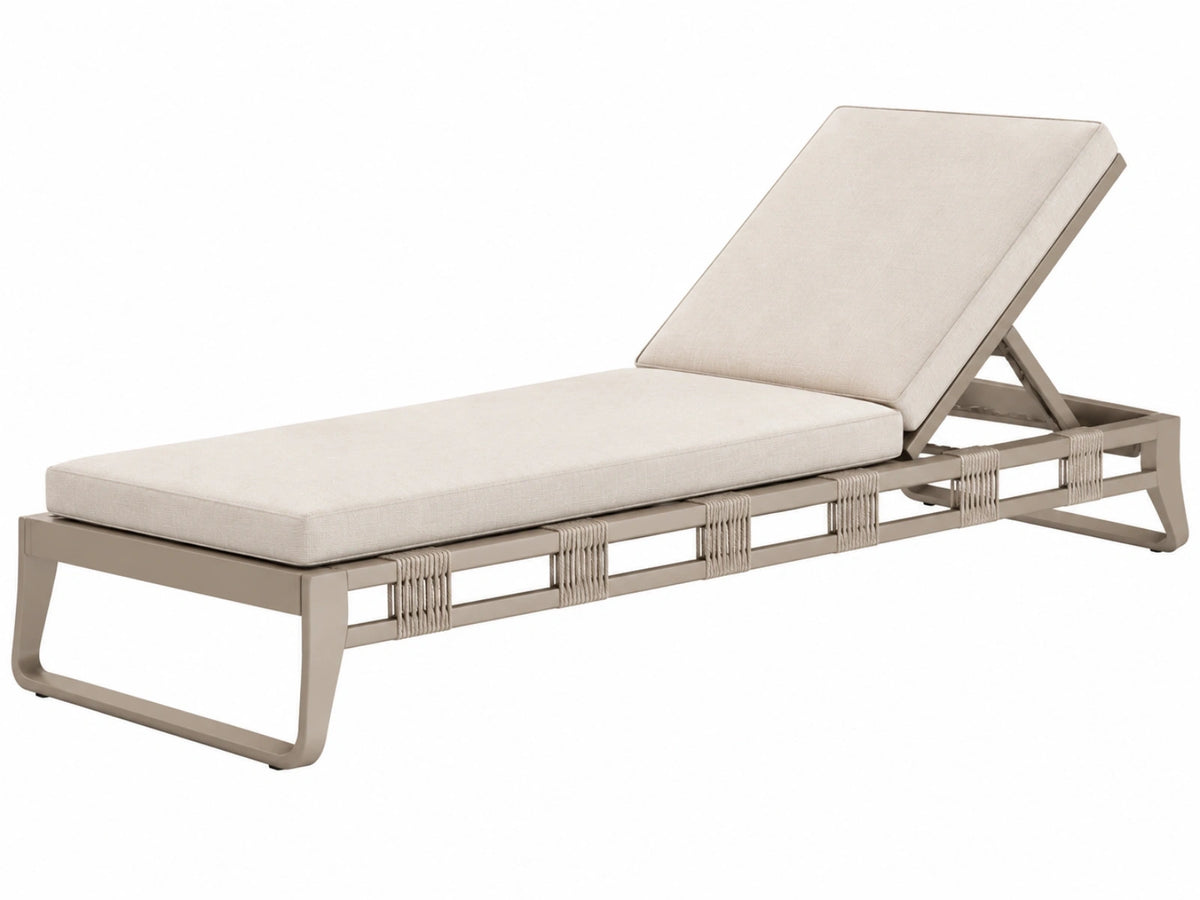 Ligbed 200 x 70 cm metalen beige voor buiten met verstelbare rugleuning