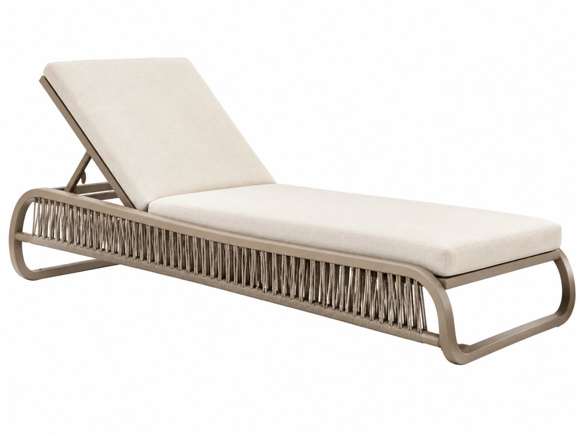 Ligbed 200 x 75 x 80 cm aluminium en touw beige - verstelbare rugleuning voor buiten