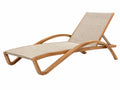 Ligbed 195 x 65 x 88 cm - houten frame met beige textielen ligvlak voor buiten verstelbare rugleuning