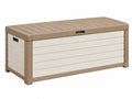 Opbergkist 120 x 60 x 63 cm - kunststof beige/bruin met houtlook voor tuin