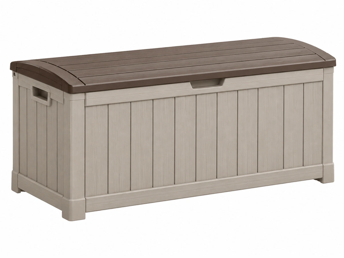 Opbergbox 120 x 60 x 63 cm kunststof beige/bruin - buitenopslag met deksel