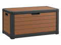 Opbergkist 120 cm x 60 cm x 60 cm kunststof bruin zwart voor buiten moderne houtlook