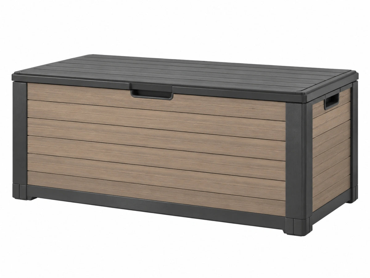 Opbergbox voor buiten 152 x 73 x 70 cm kunststof bruin/antraciet met deksel