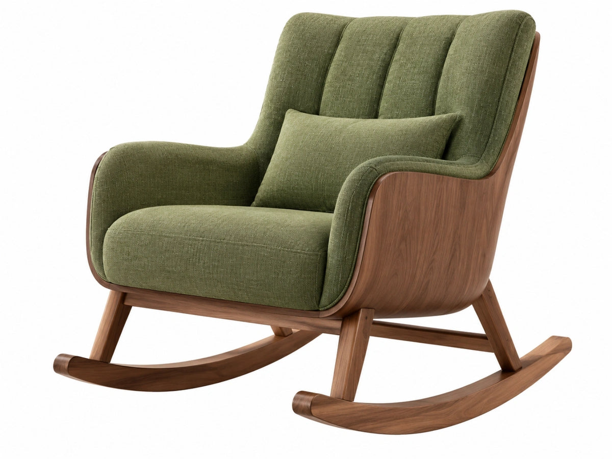 Schommelstoel 98 x 78 x 100 cm groen textiel met houten frame