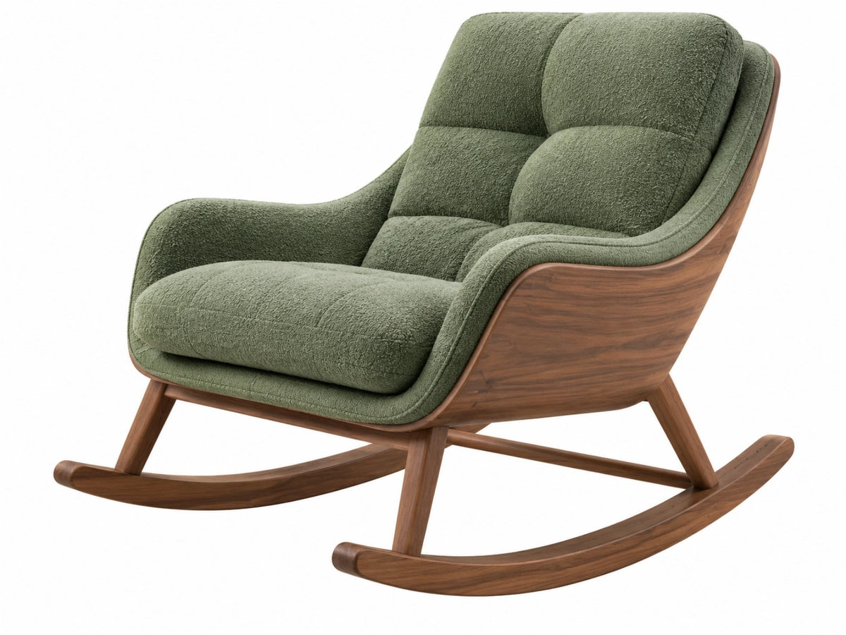 Schommelstoel 105 x 75 x 100 cm groen textiel met houten frame moderne stijl
