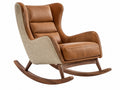 Schommelstoel 95 x 85 x 105 cm met houten onderstel bruin/beige moderne fauteuil