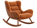 Schommelstoel 100 x 88 x 100 cm - roestbruin bouclé en hout - comfortabele leesstoel