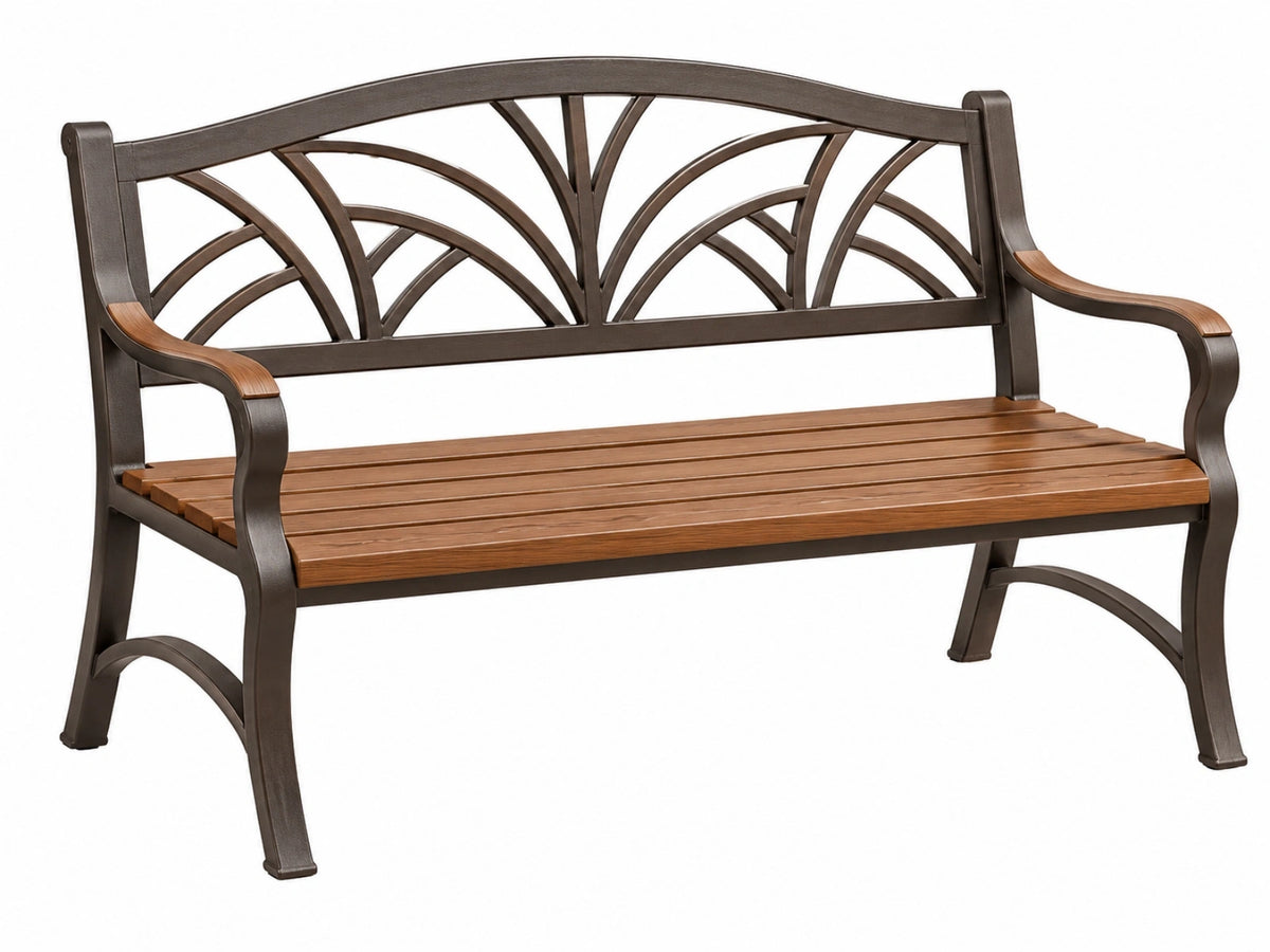 Tuinbank 127 x 66 x 91 cm metaal en hout bruin klassieke buitenbank
