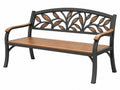 Tuinbank 122 x 62 x 92 cm - metaal en hout bruin zwart met bladmotief