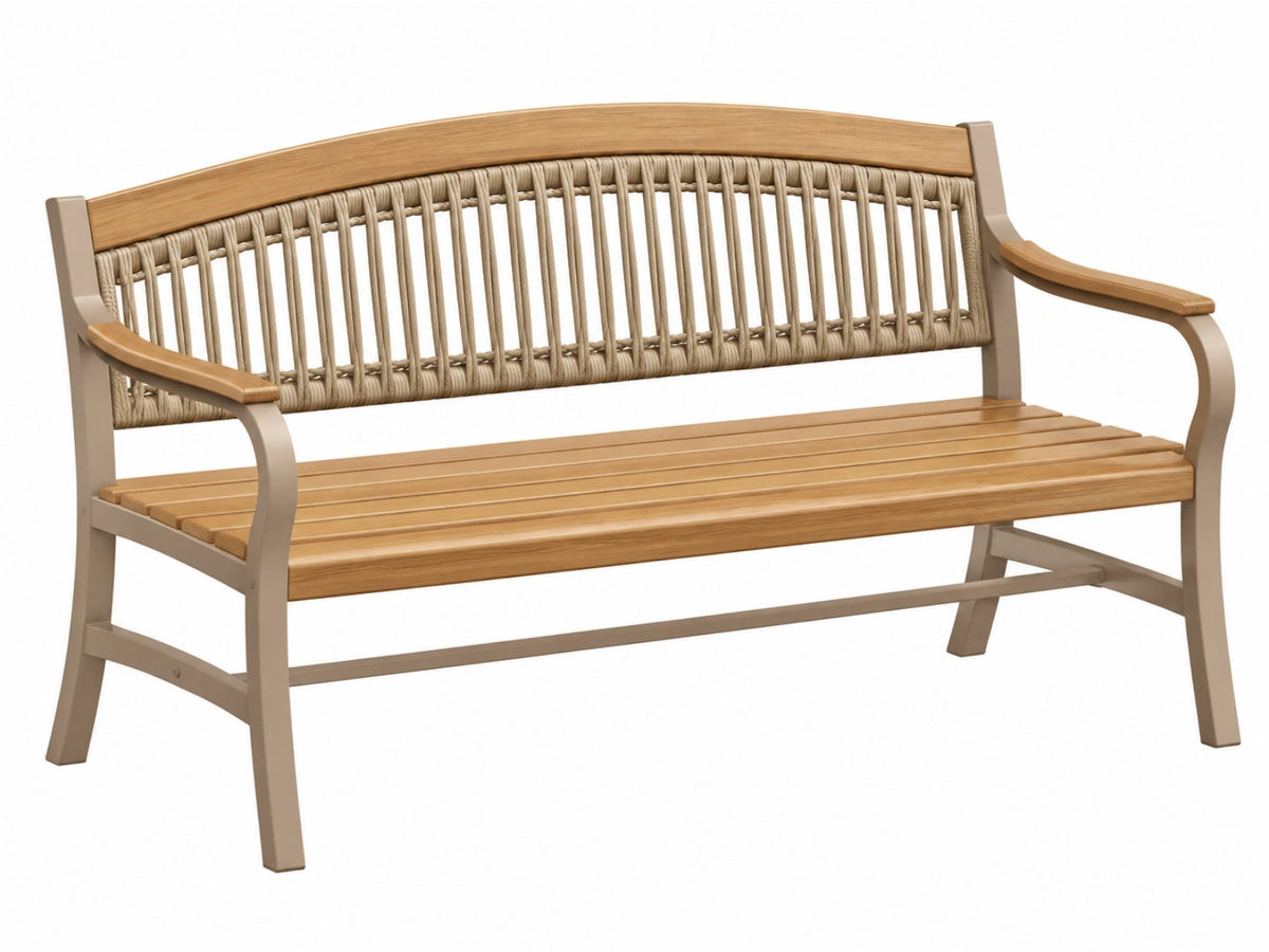 Tuinbank 120 x 60 x 90 cm hout touw metaal naturel taupe