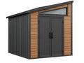 Tuinhuis 300 x 240 x 220 cm - metaal zwart/bruin - dubbele deur met raam industriële stijl