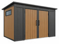 Tuinschuur 300 x 200 x 220 cm antraciet en houtkleur met dubbele deuren