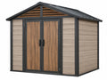 Tuinberging 200 x 150 x 200 cm houtlook kunststof met metalen frame - dubbele deuren en zadeldak