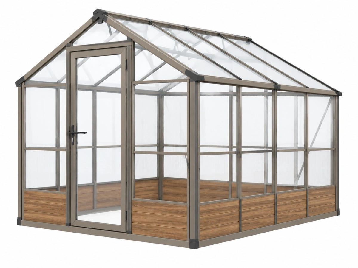 Tuinkas 250 x 190 x 230 cm aluminium bruin transparant met schuin dak