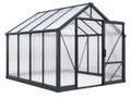 Tuinkas 190 x 190 x 195 cm aluminium zwart polycarbonaat voor kweek - zadeldak met draaideur