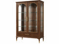 Vitrinekast 100 x 45 x 190 cm hout en glas bruin met goudkleurige details