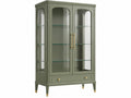 Vitrinekast 100 x 40 x 180 cm groen hout en glas met laden