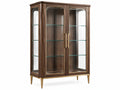 Vitrinekast 100 x 45 x 180 cm donkerbruin hout en glas klassiek met glazen deuren
