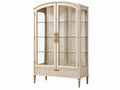 Vitrinekast 100 x 45 x 190 cm crème glas en hout met goudkleurige details - opbergkast